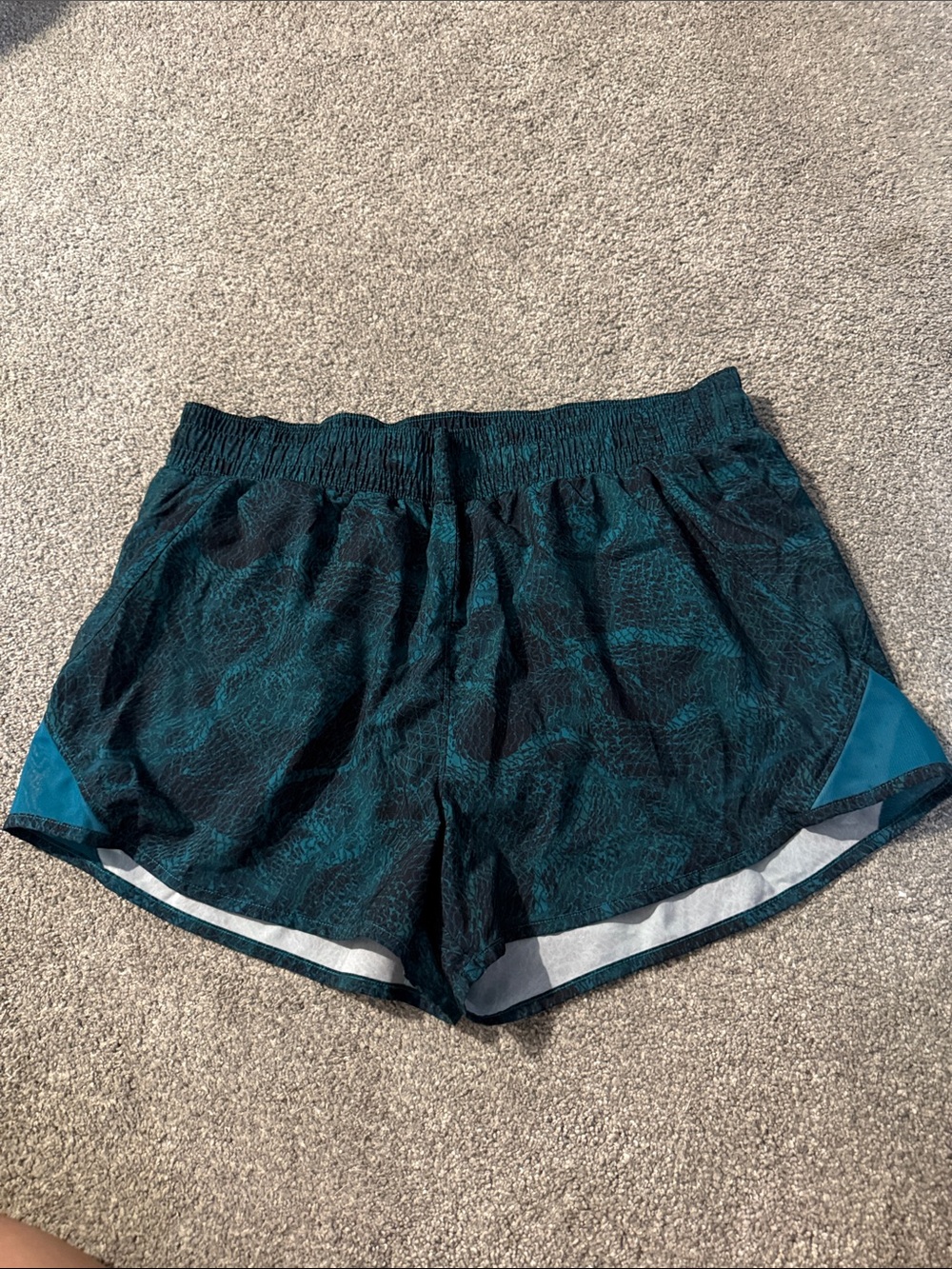 all in motion Teal Patterned Running Shorts with Blue Accents
